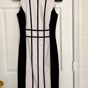 Calvin Klein Black and White Sleeveless Dress